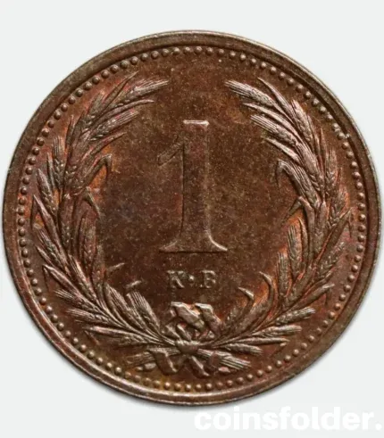 1896 Hungary 1 Filler Coin Francis Joseph I UNC