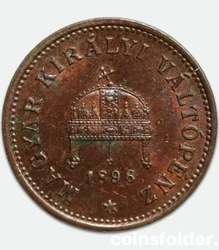 1896 Hungary 1 Filler Coin Francis Joseph I UNC