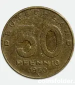 1950 A East Germany 50 Pfennig Coin – Aluminum Bronze