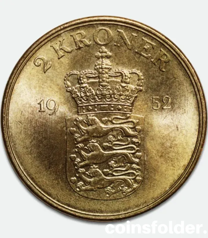 1952 Denmark 2 Kroner Coin Frederik IX BU