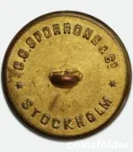 Antique gilded livery button with ornate “N” monogram, 30 mm