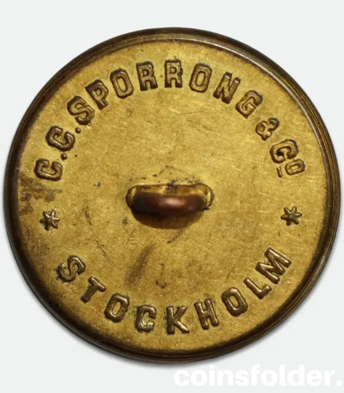 Antique gilded livery button with ornate “N” monogram, 30 mm