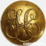 Antique Gilded Livery Button with Ornate Monogram