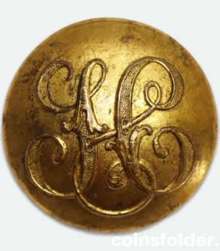 Antique Gilded Livery Button with Ornate Monogram
