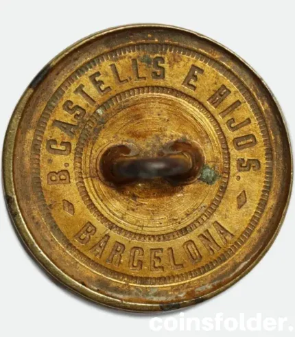 Antique gilded livery button with MC monogram