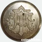 Antique Silver Livery Button with AT Monogram by Castells