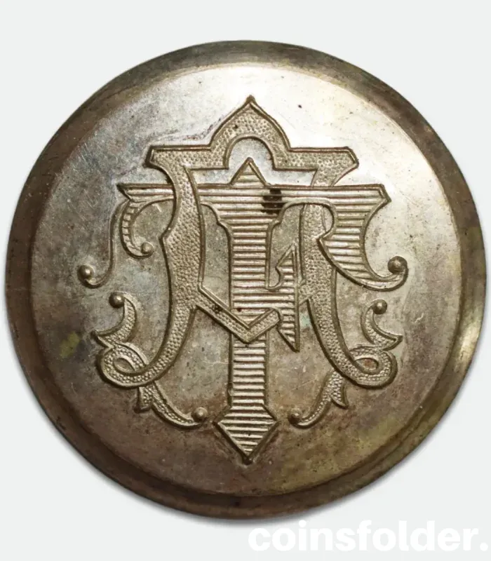 Antique Silver Livery Button with AT Monogram by Castells