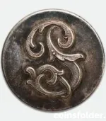 Antique silver plated livery button with ornate “S” monogram