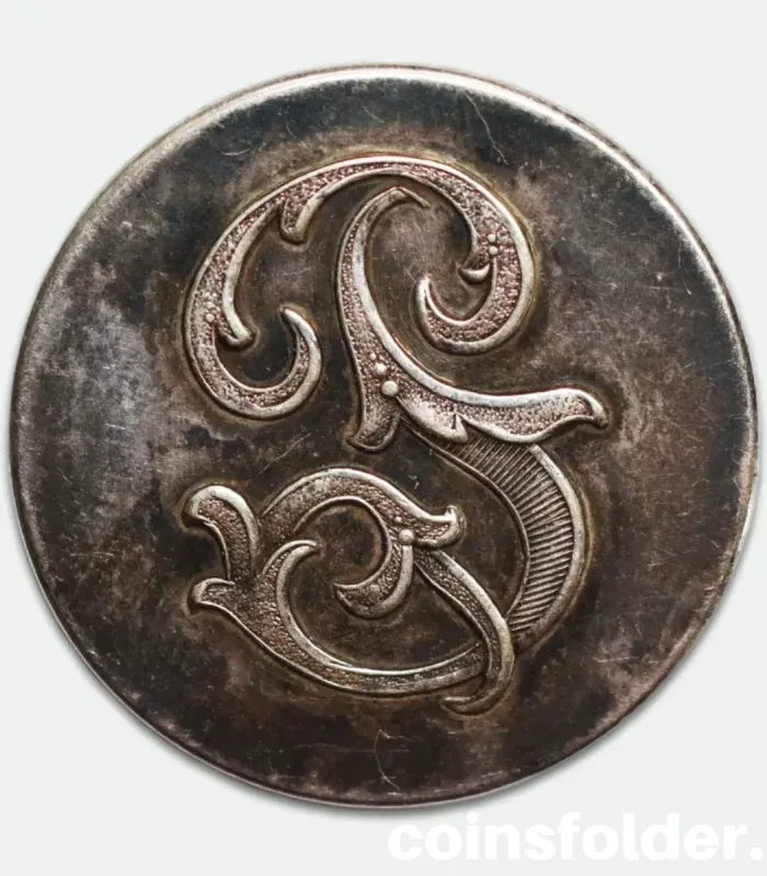 Antique silver plated livery button with ornate “S” monogram