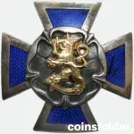 Finland Army Reserve Officer School Cross Badge enameled and silver-plated