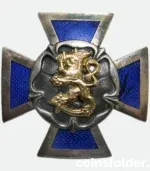 Finland Army Reserve Officer School Cross Badge enameled and silver-plated