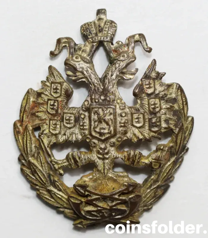 Imperial Russia Postal Service Hat Badge with dual prongs