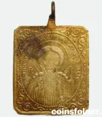 Mini Brass Icon Medallion of Jesus Christ, Antique Religious Art