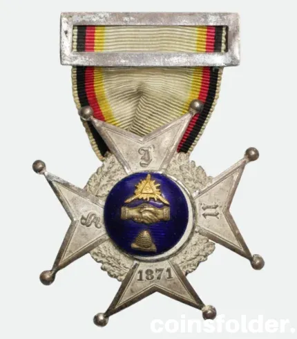 1871 Silver Masonic Medal with Enamel and Ribbon