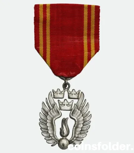 1955 Swedish Civil Protection Merit Silver Medal with ribbon