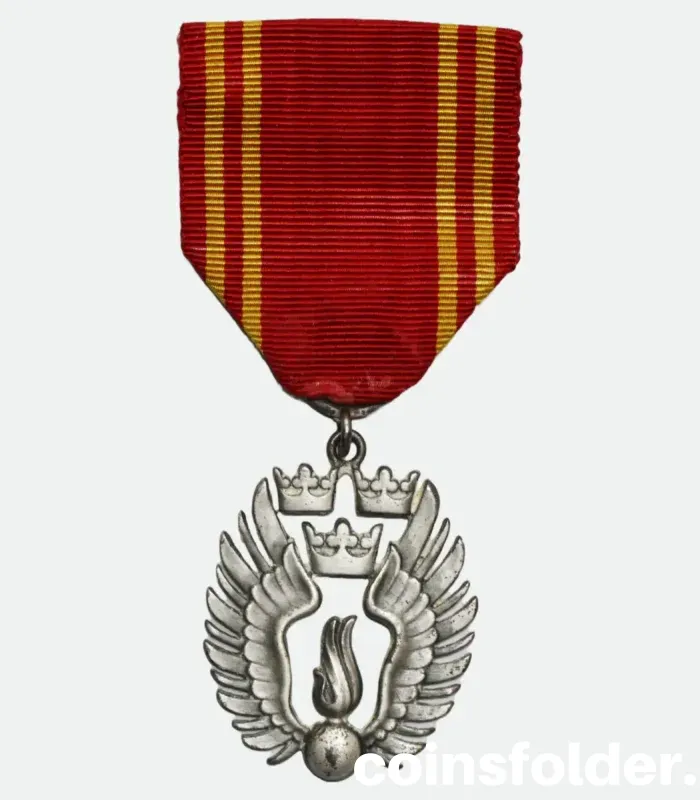 1955 Swedish Civil Protection Merit Silver Medal with ribbon