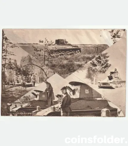 Gediminas Orentas 1940 envelope with Lithuanian Army tank photo
