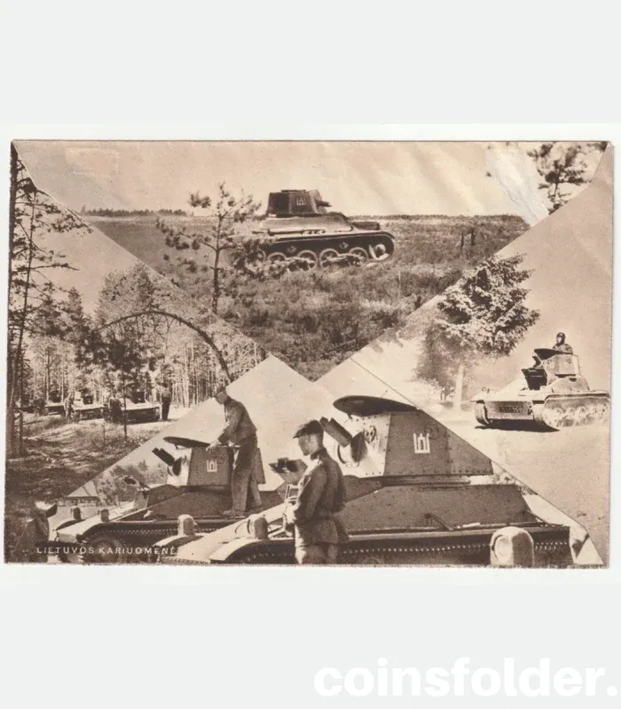 Gediminas Orentas 1940 envelope with Lithuanian Army tank photo