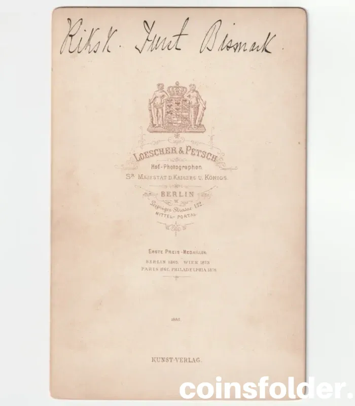 Cabinet photo portrait of Otto von Bismarck in formal attire
