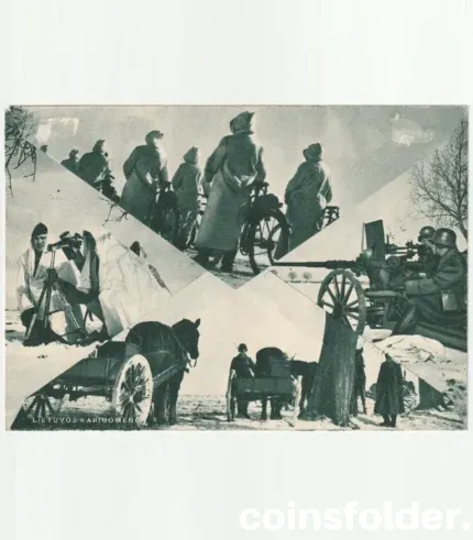 1940 Lithuanian Army artistic envelope with winter warfare photos