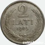 1925 Latvia 2 Lati coin VF condition silver obverse and reverse