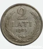 1925 Latvia 2 Lati coin VF condition silver obverse and reverse