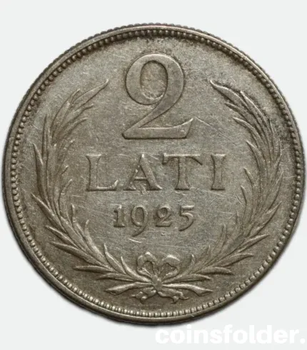 1925 Latvia 2 Lati coin VF condition silver obverse and reverse