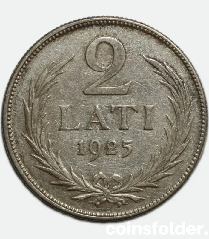 1925 Latvia 2 Lati coin VF condition silver obverse and reverse