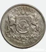 1925 Latvia 2 Lati coin VF condition silver obverse and reverse