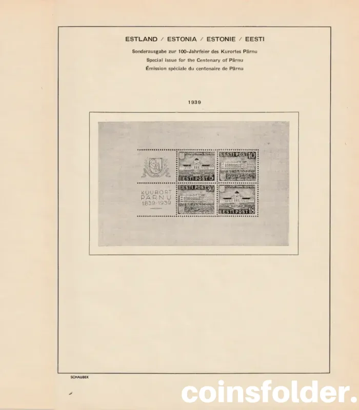 Estonia stamp collection 1918–1940 with Schaubek album pages