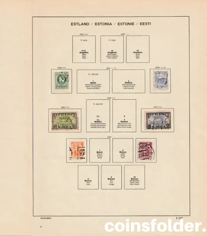 Estonia stamp collection 1918–1940 with Schaubek album pages