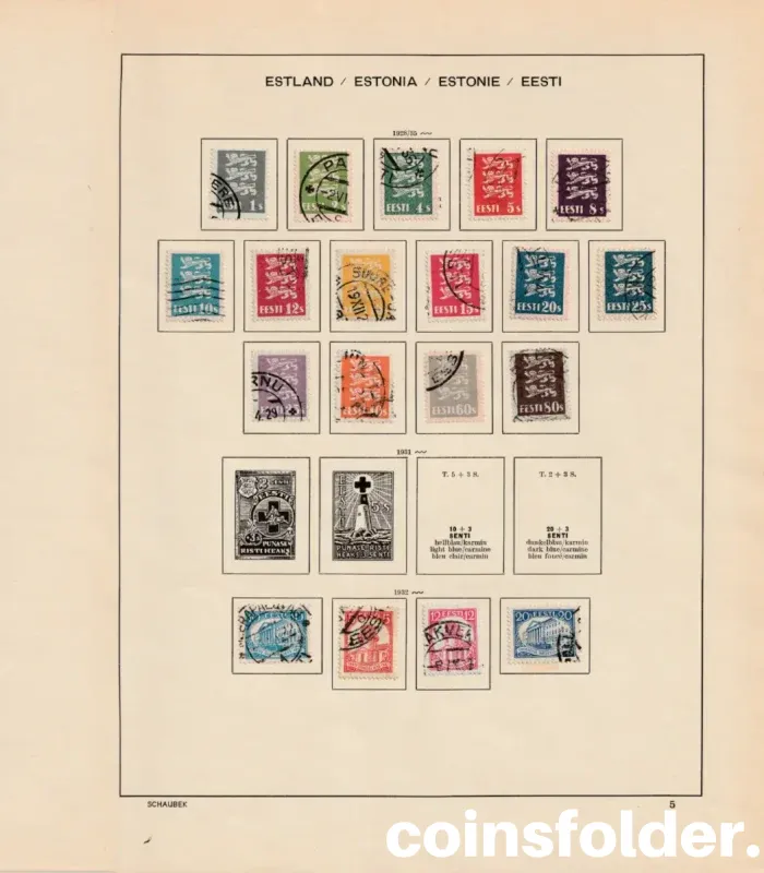 Estonia stamp collection 1918–1940 with Schaubek album pages