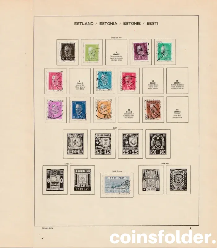 Estonia stamp collection 1918–1940 with Schaubek album pages