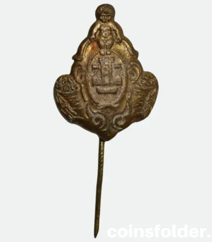 Vintage Memel Klaipėda lapel pin with city coat of arms