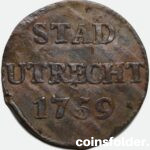 1759 Netherlands Utrecht Duit Copper Coin VF