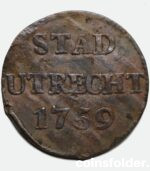 1759 Netherlands Utrecht Duit Copper Coin VF