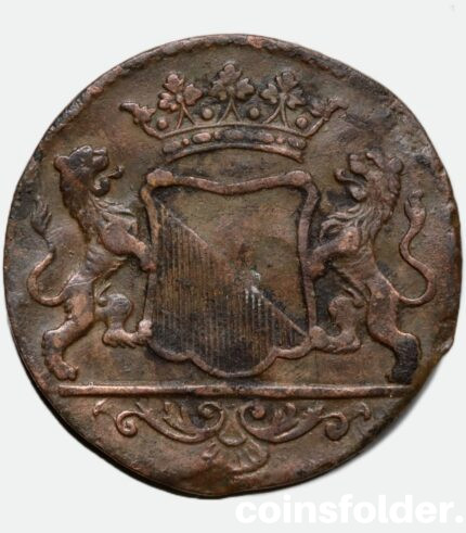 1759 Netherlands Utrecht Duit Copper Coin VF
