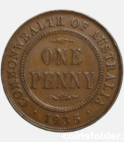 1935 Australia One Penny George V Coin XF