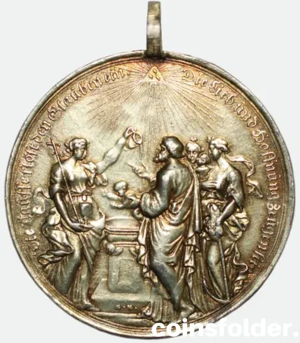 Baptismal Medal Germany Nuremberg ca. 1690 silver