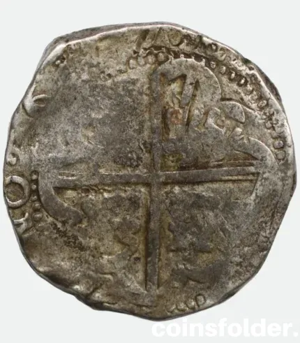 1645 Spanish Colonial Silver 8 Reales Cob Potosi Philip IV TR