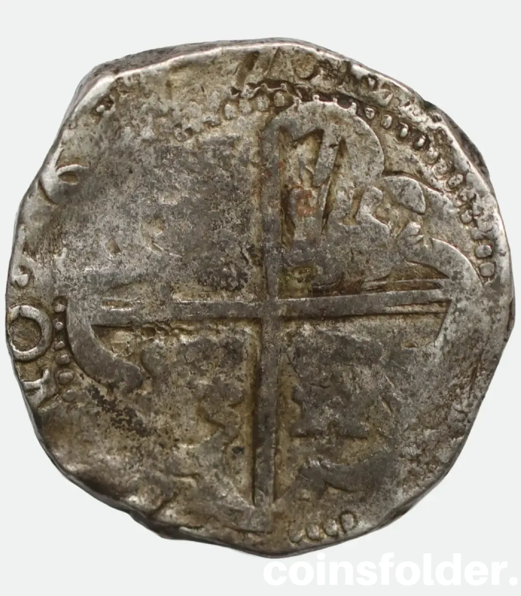 Rare 1645 Spanish Colonial 8 Reales Cob Potosi Mint Philip IV 1645 Spanish Colonial Silver 8 Reales Cob Potosi Philip IV TR