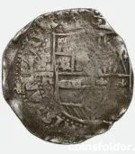 1645 Spanish Colonial Silver 8 Reales Cob Potosi Philip IV TR