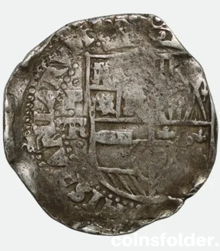 1645 Spanish Colonial Silver 8 Reales Cob Potosi Philip IV TR