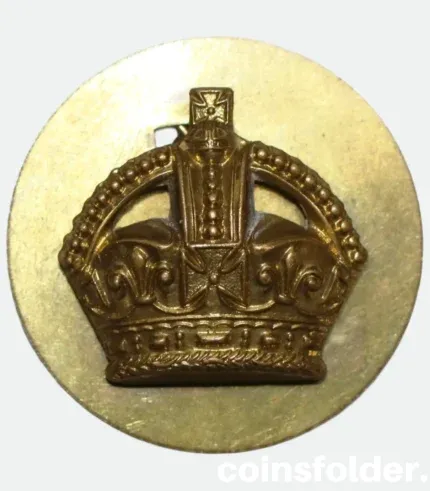 WWII British Army Tudor Crown Brass Rank Insignia Badge