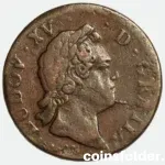 1770 France 1 Sol Montpellier Mint Louis XV Copper Coin VF