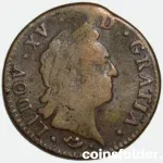 1770 France 1 Sol Montpellier Mint Louis XVI Copper Coin F