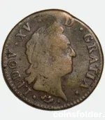 1770 France 1 Sol Montpellier Mint Louis XVI Copper Coin F