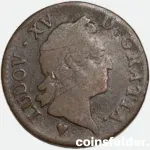 1770 France 1 Sol Strasbourg Mint Louis XVI Copper Coin VG