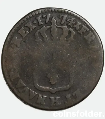 1774 France 1 Sol La Rochelle Mint Louis XVI Copper Coin VG