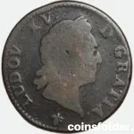 1774 France 1 Sol La Rochelle Mint Louis XVI Copper Coin VG